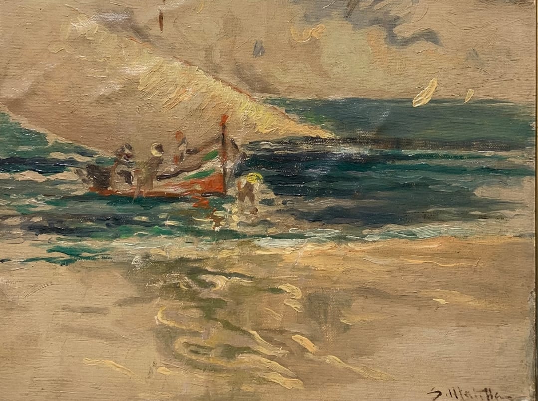 SEGUNDO MANTILLA Óleo sobre lienzo playa pegado a tabla 18cmx24cm