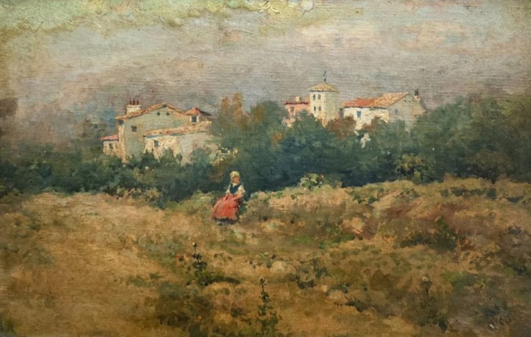 MARTÍN RICO Y ORTEGA Óleo Sobre Tabla Enmarcado s.XIX 35cm x 44,5cm