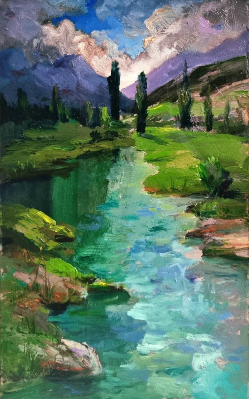 Paisaje Óleo Tablex 15cm x 25cm