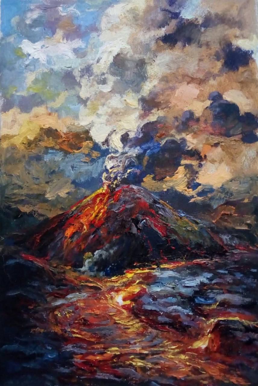 Volcán Óleo Lienzo 22cm x 33cm