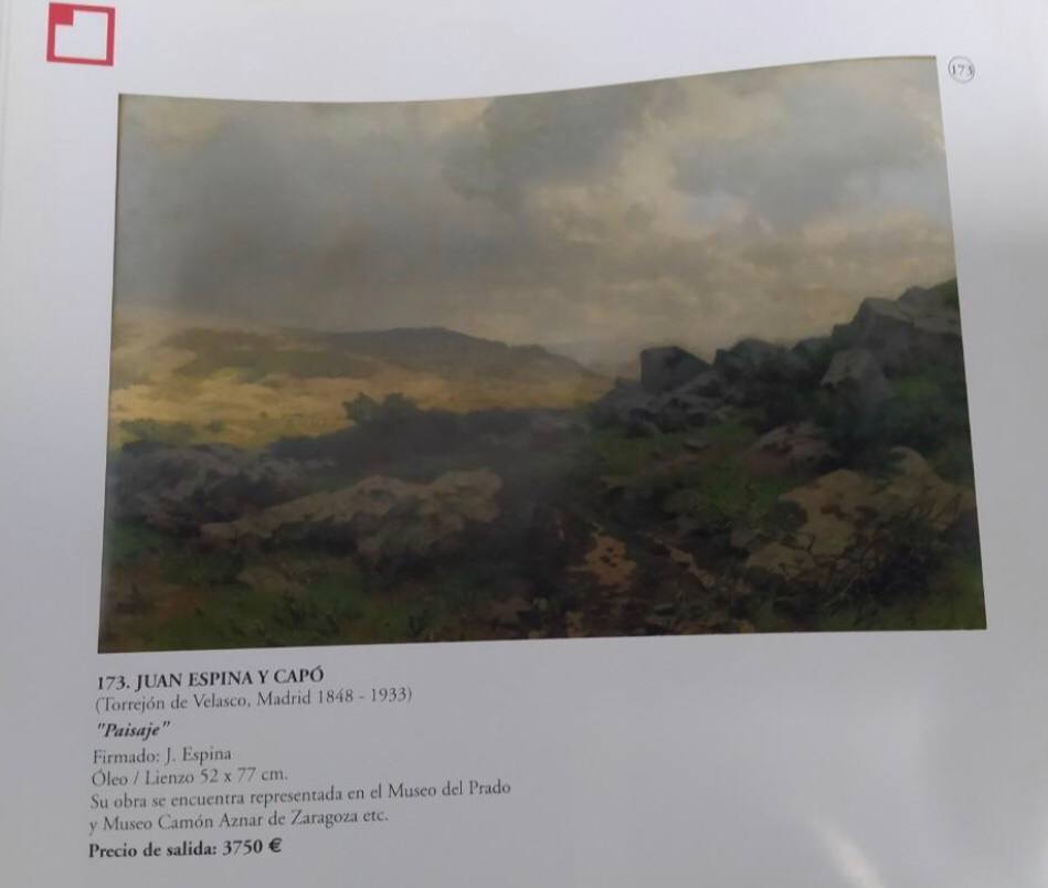 JUAN ESPINA Y CAPÓ (Torrejón de Velasco, Madrid 1848 - 1933) Óleo Paisaje Juan Espina Y Capó 52cm x 77cm