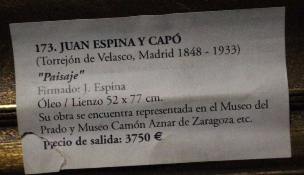 JUAN ESPINA Y CAPÓ (Torrejón de Velasco, Madrid 1848 - 1933) Óleo Paisaje Juan Espina Y Capó 52cm x 77cm