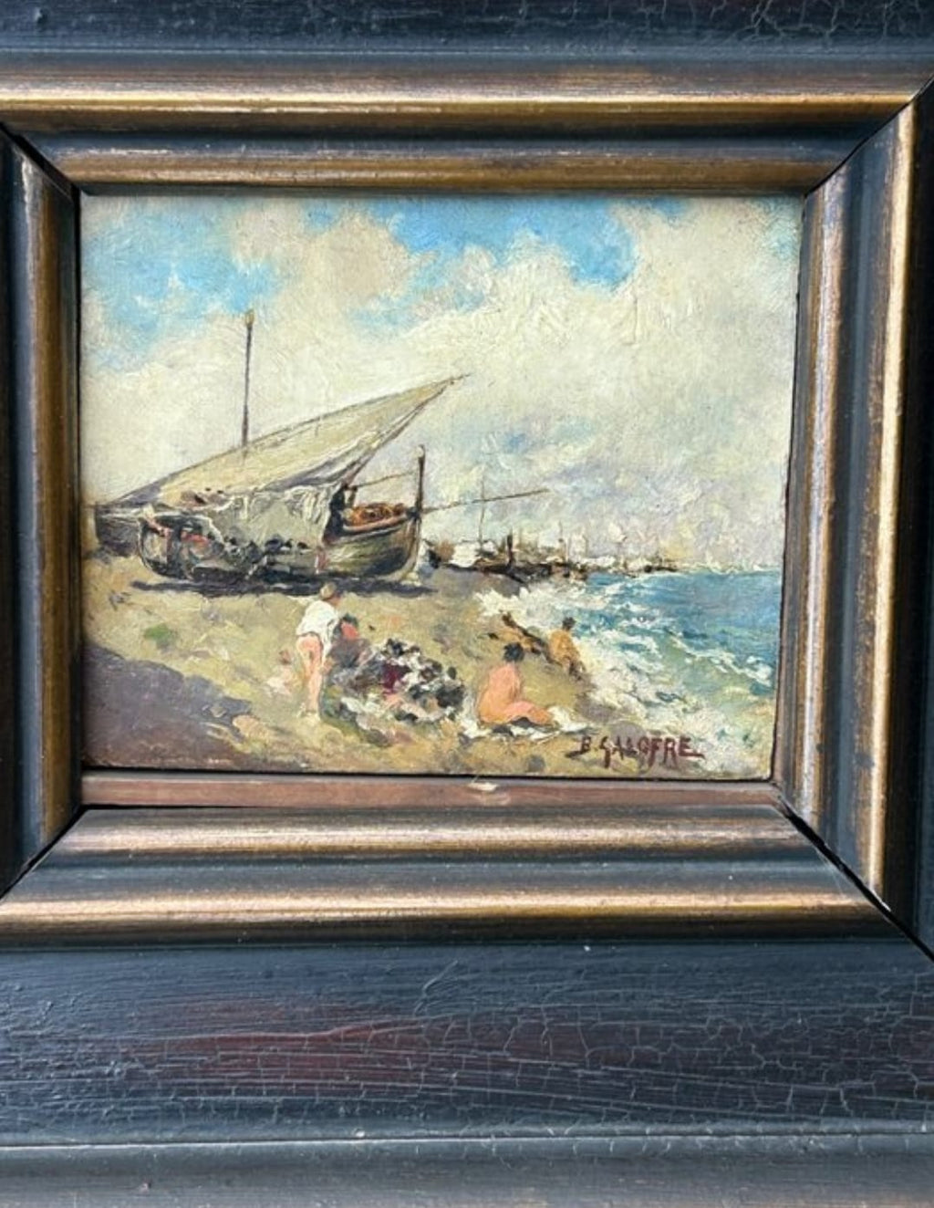 BALDOMERO GALOFRE Óleo Enmarcado s.XIX 13cm x 15cm Sin Marco y 31cm x 34cm Con Marco