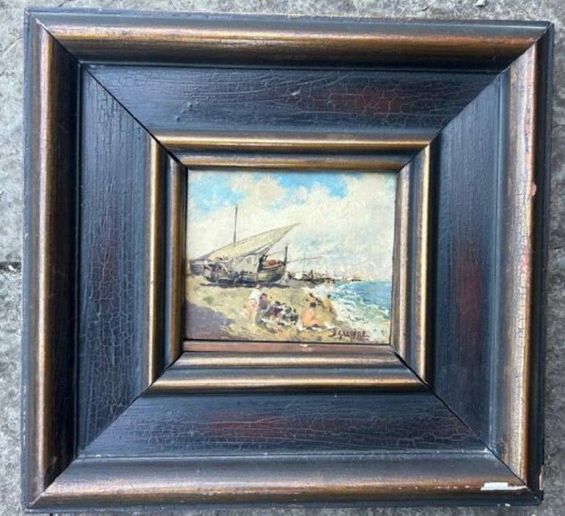 BALDOMERO GALOFRE Óleo Enmarcado s.XIX 13cm x 15cm Sin Marco y 31cm x 34cm Con Marco